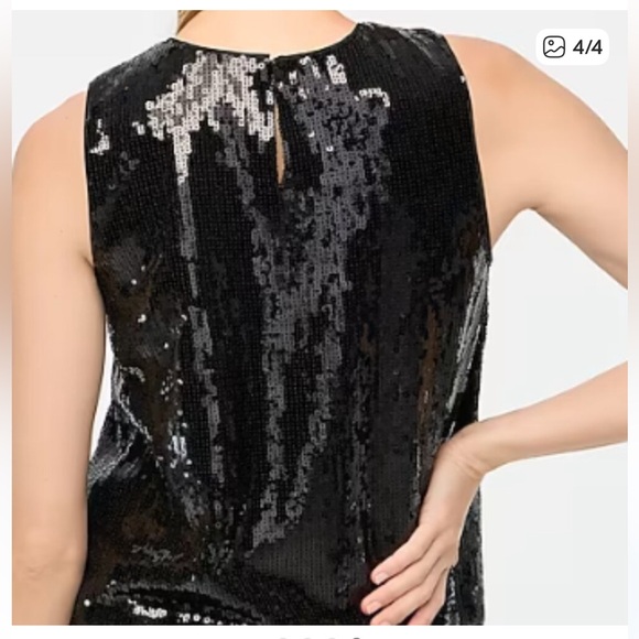 NWT: J. Crew Factory Black Sequin Shell Top, Size Medium - Picture 3 of 8